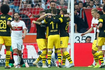 Pure Freude: Die Dortmunder hatten in Stuttgart gleich viermal Grund zu jubeln.
