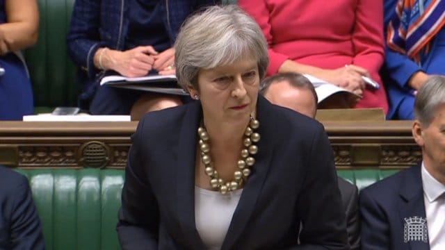 Die britische Premierministerin Theresa May gibt im Unterhaus in London eine Erklärung zum Gipfel des Europäischen Rates ab. Die britische Premierministerin Theresa May gibt im Unterhaus in London eine Erklärung zum Gipfel des Europäischen Rates ab.