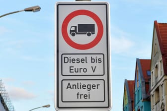 Fahrverbotsschild für Fahrzeuge mit Dieselmotor: Viele Bürgern finden laut Umfrage, dass Merkel sich nicht genug für Dieselfahrer einsetzt.