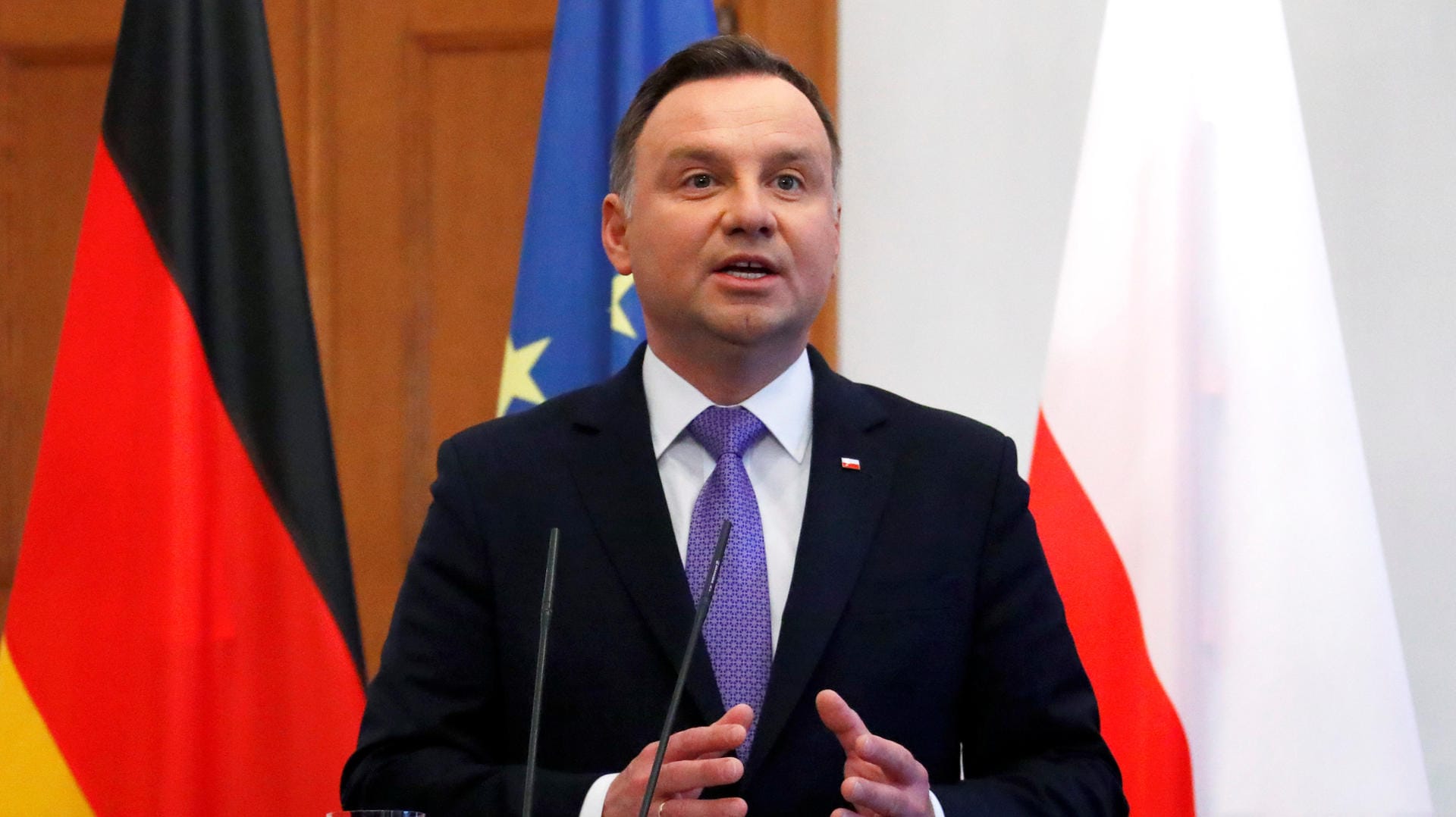 Andrzej Duda: Der polnische Präsident verteidigte die umstrittene Justizreform. Andrzej Duda: Der polnische Präsident verteidigte die umstrittene Justizreform.