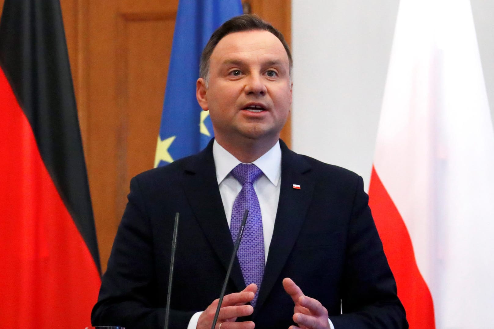 Andrzej Duda: Der polnische Präsident verteidigte die umstrittene Justizreform.