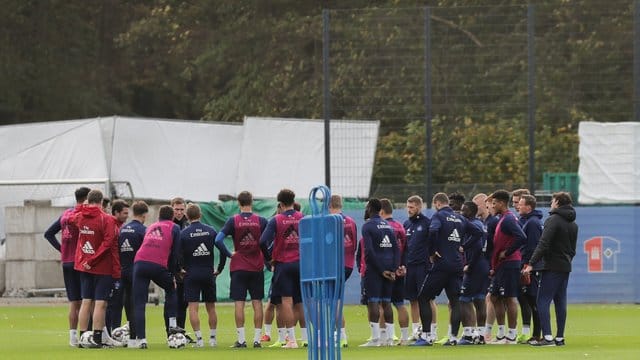 Hannes Wolf spricht bei seinem ersten Training mit den HSV-Spielern. Hannes Wolf spricht bei seinem ersten Training mit den HSV-Spielern.