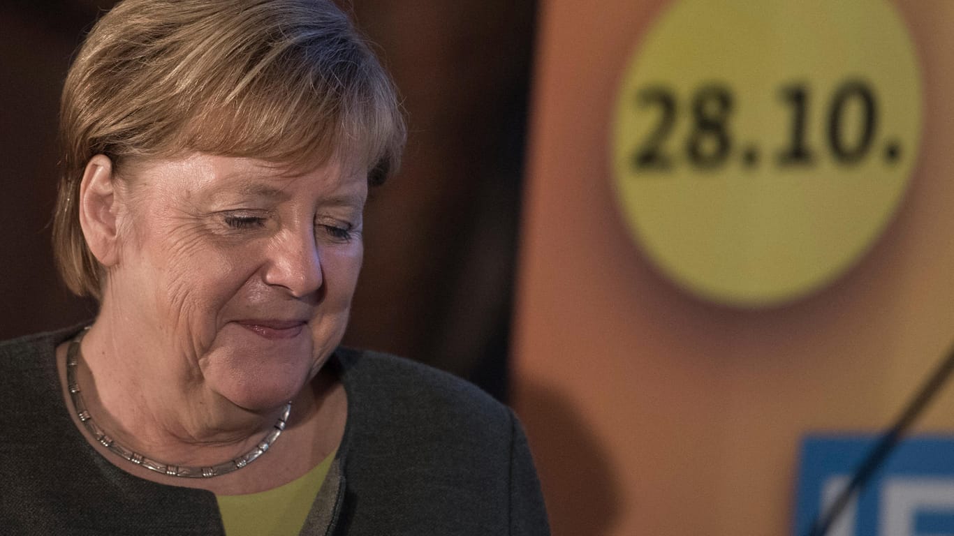 Angela Merkel beim Wahlkampf in Hessen.
