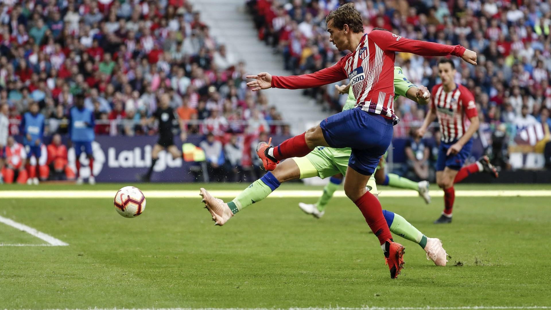 Antonie Griezmann (vo.) erzielte in dieser Saison in zwei Champions-League-Spielen zwei Tore.