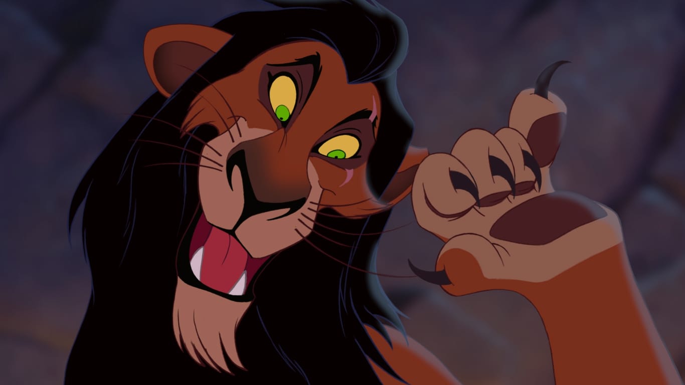 Scar: In "Der König der Löwen" tötet er seinen Bruder Mufasa und herrscht danach unrechtmäßig über das geweihte Land.