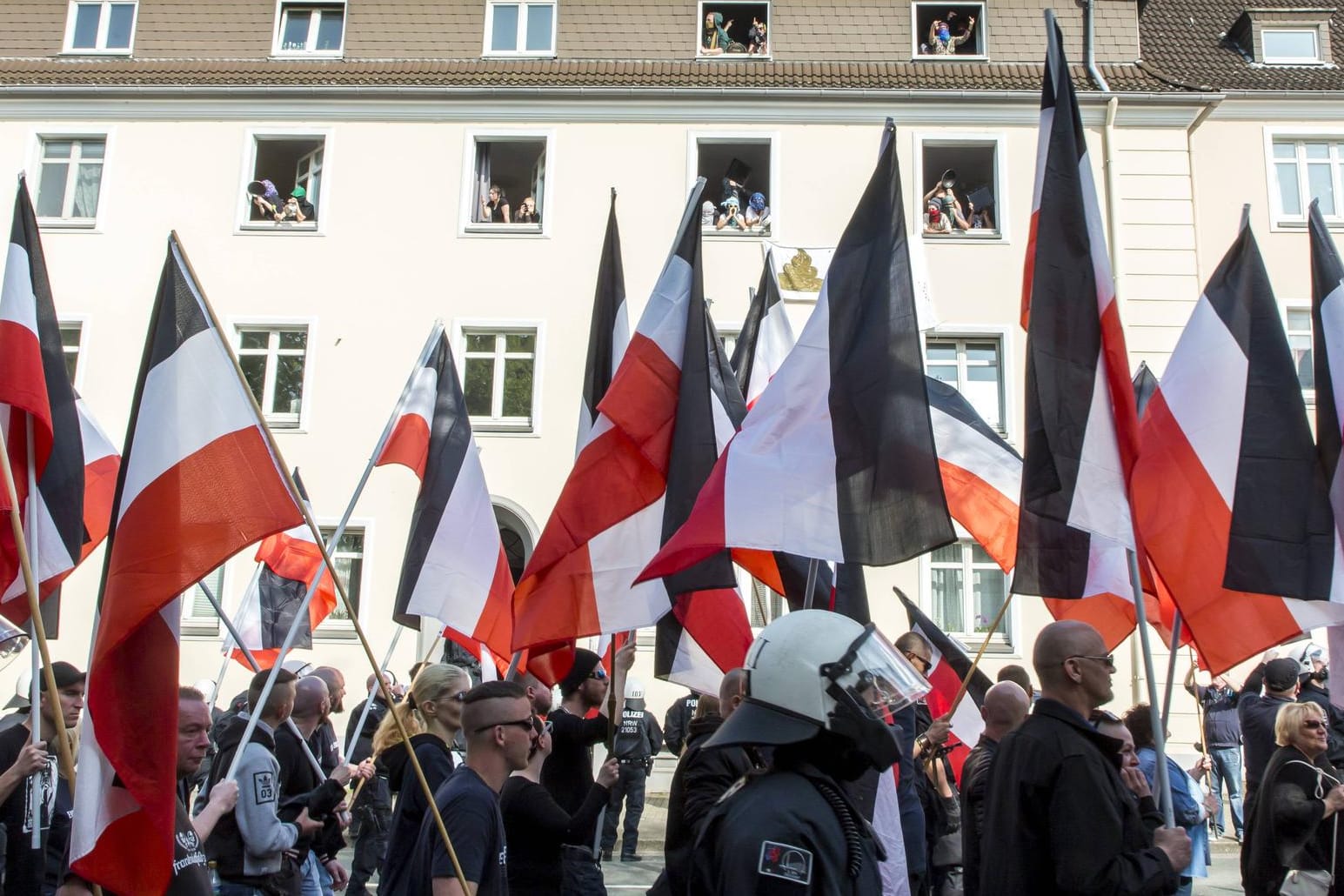 Eine rechtsextreme Demonstration in Dortmund.