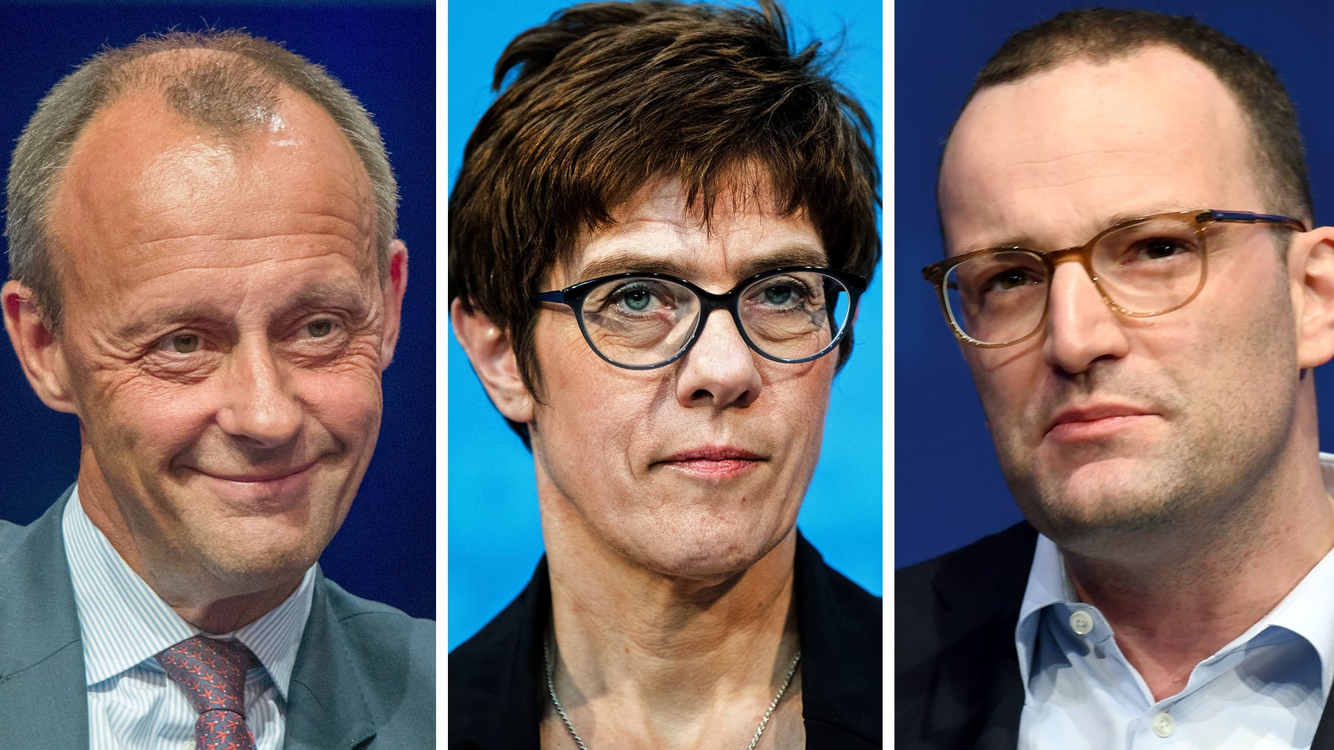 Friedrich Merz, Annegret Kramp-Karrenbauer und Jens Spahn.