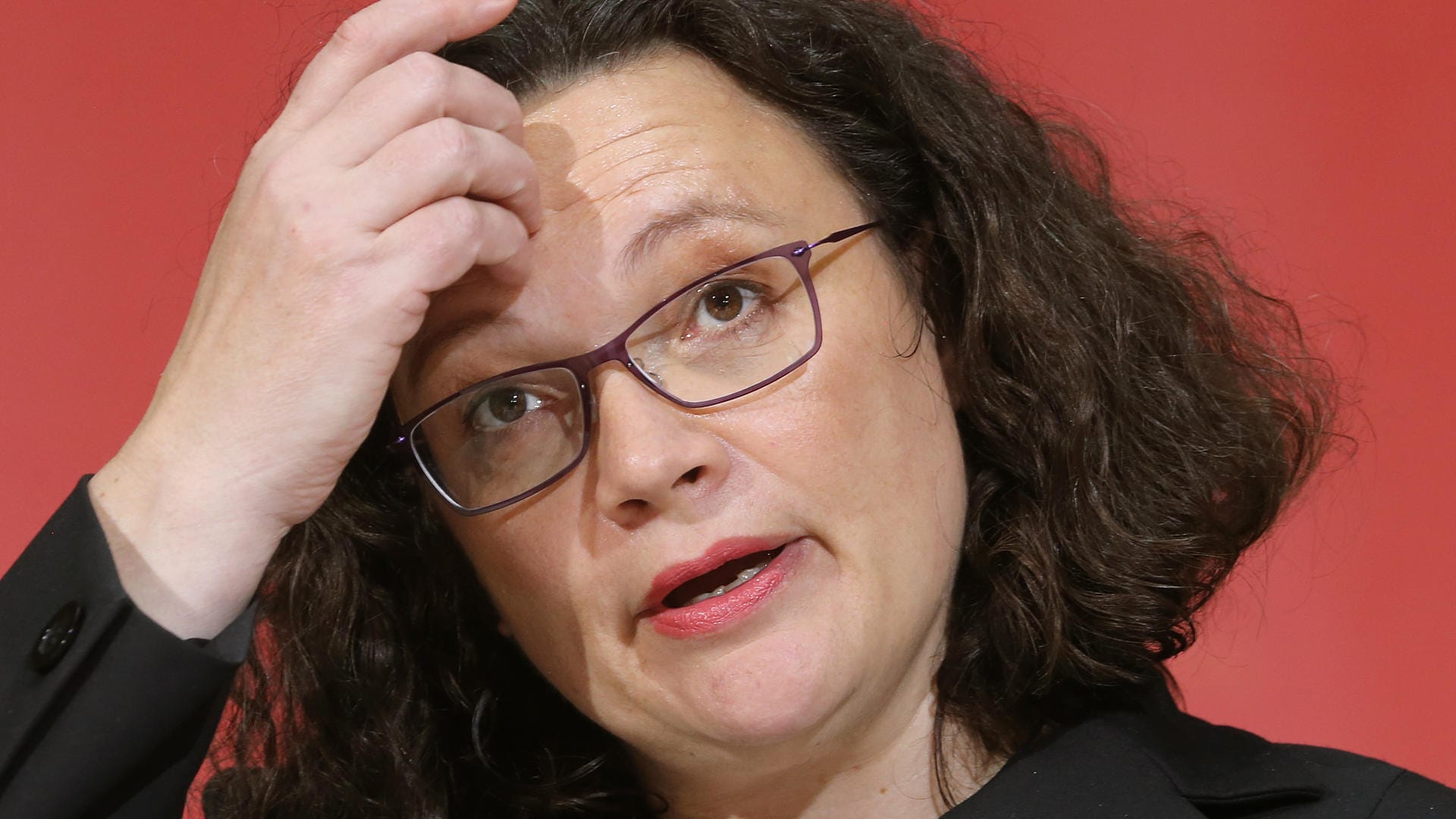 Andrea Nahles bei der SPD-Pressekonferenz nach der Vorstandssitzung.