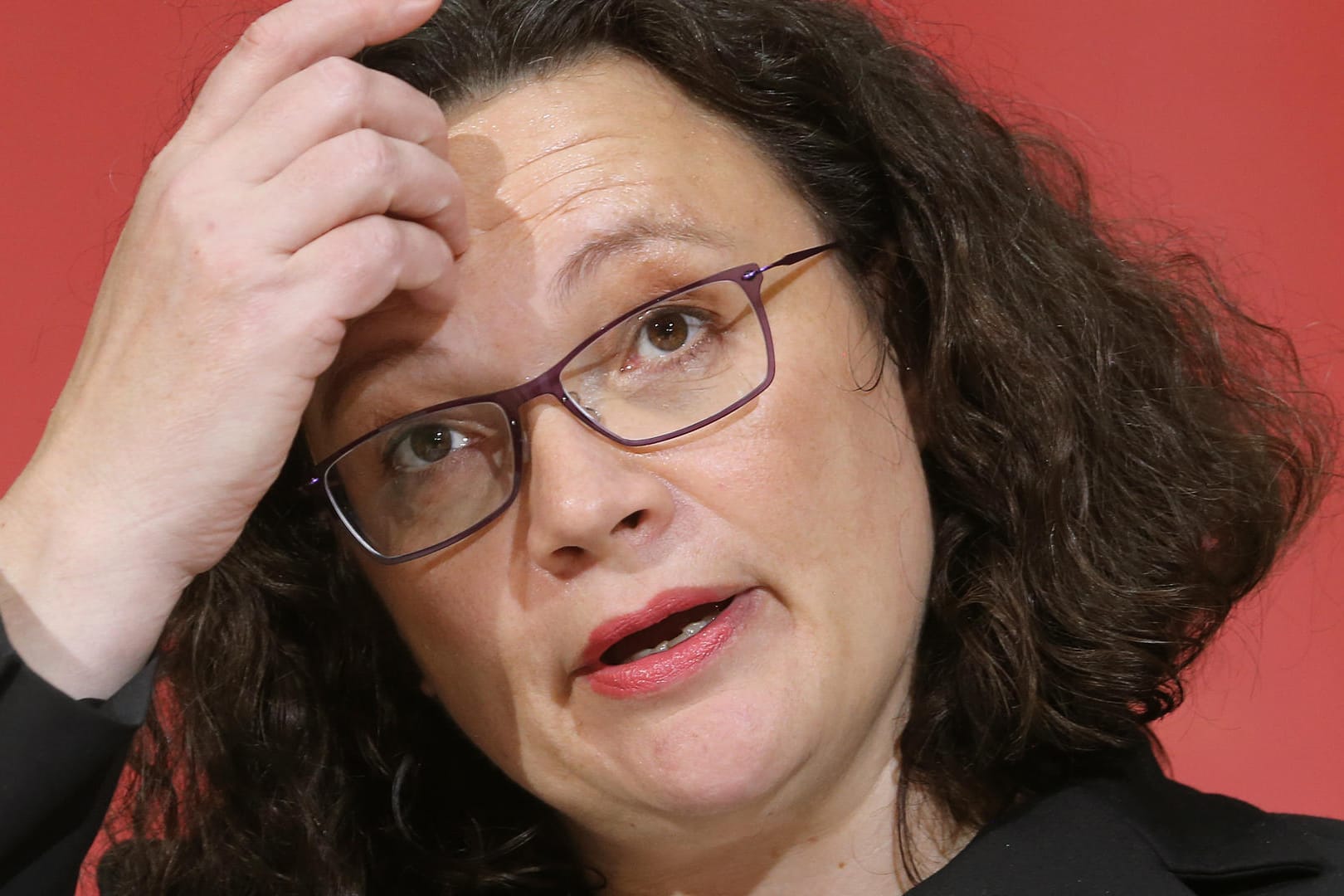 Andrea Nahles bei der SPD-Pressekonferenz nach der Vorstandssitzung.