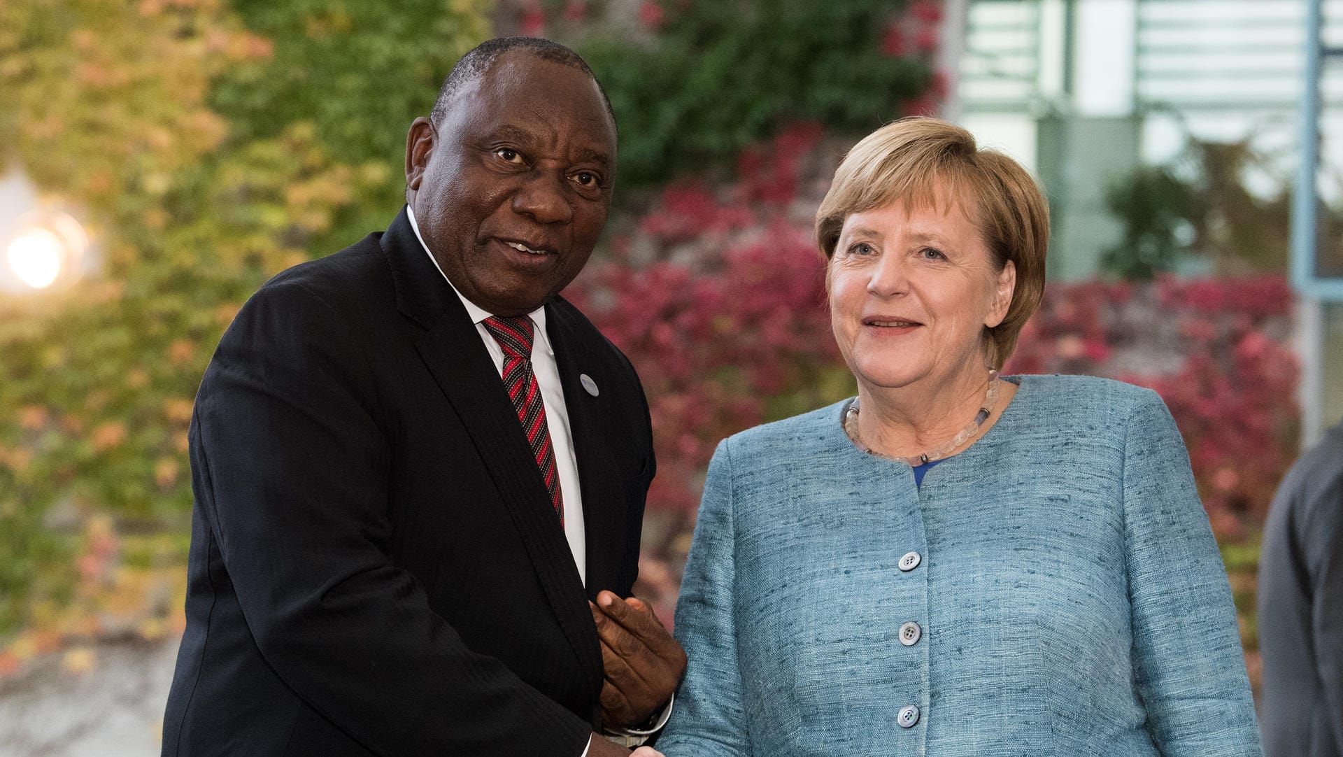 Südafrikas Präsident Cyril Ramaphosa, Bundeskanzlerin Merkel.