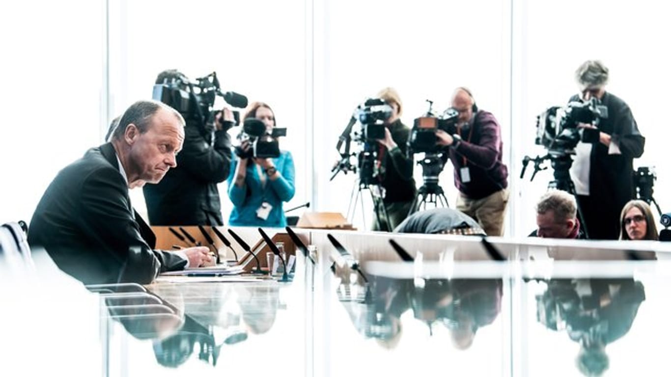 Friedrich Merz am Mittwoch bei einer Pressekonferenz zu seiner Kandidatur für das Amt des CDU-Parteivorsitzenden.