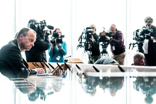 Friedrich Merz am Mittwoch bei einer Pressekonferenz zu seiner Kandidatur für das Amt des CDU-Parteivorsitzenden.