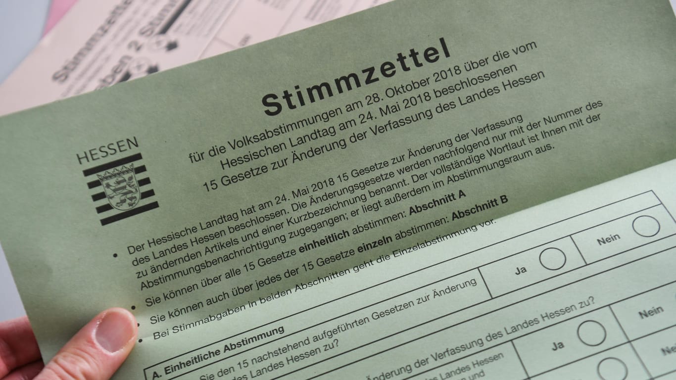 Stimmzettel für die Volksabstimmung in Hessen: Die Wähler haben für die Abschaffung der Todesstrafe in der hessischen Landesverfassung gestimmt.