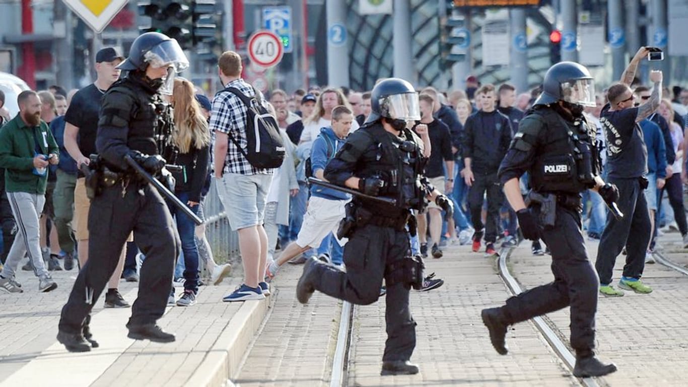 Polizeieinsatz in Chemnitz Ende August.