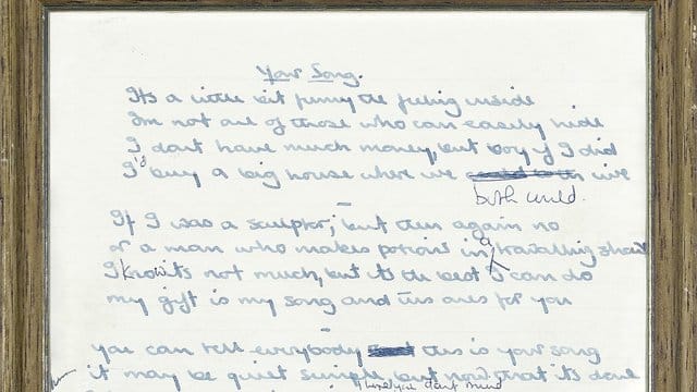 Der handgeschriebene Text von Bernie Taupin.
