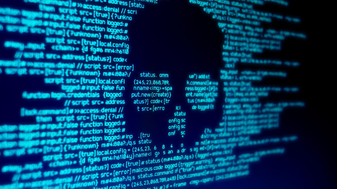Quellcode in der Form eines Totenkopfs: In Rheinland-Pfalz wurde ein Unternehmen Opfer eines Hackerangriffs.