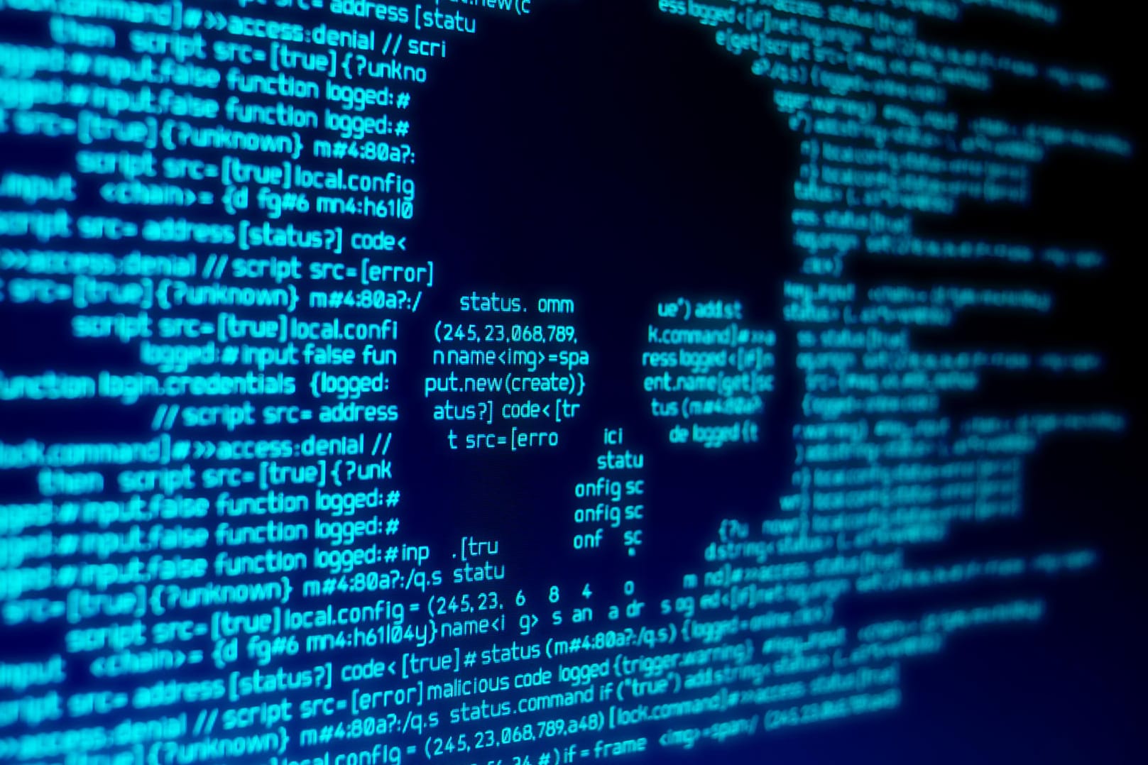 Quellcode in der Form eines Totenkopfs: In Rheinland-Pfalz wurde ein Unternehmen Opfer eines Hackerangriffs.