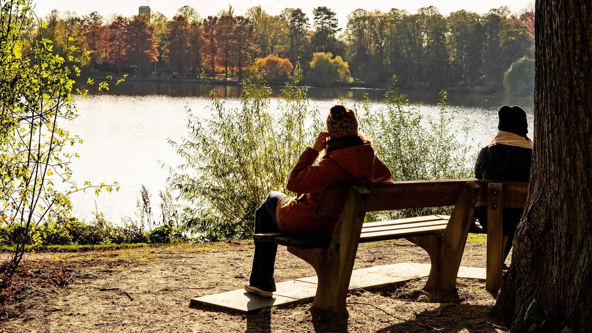 Für die Jahreszeit mildes Wetter: Spaziergänger genießen die Sonne am Hamburger Stadtparksee. Für die Jahreszeit mildes Wetter: Spaziergänger genießen die Sonne am Hamburger Stadtparksee.