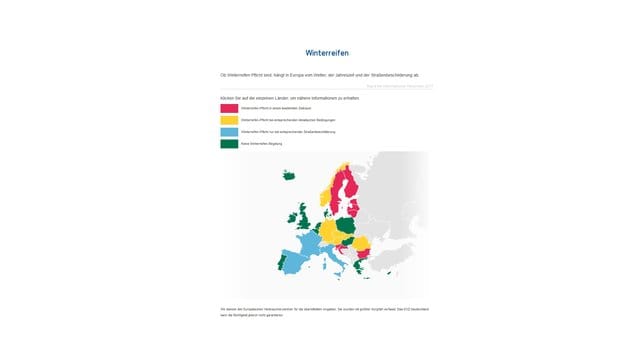 Rot heißt Pflicht, Gelb nur unter winterlichen Bedingungen - wenn es um Winterreifen in der kalten Jahreszeit geht.