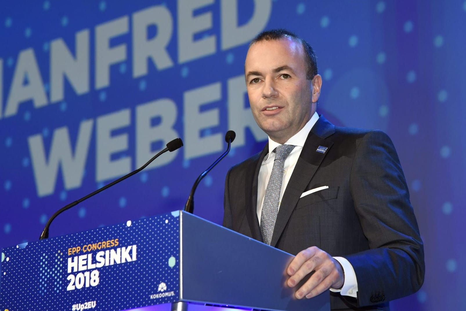 Der Deutsche Manfred Weber (CSU) spricht auf dem Kongress der Europäischen Volkspartei (EVP): Weber geht als EVP-Spitzenkandidat in die Europawahl 2019.