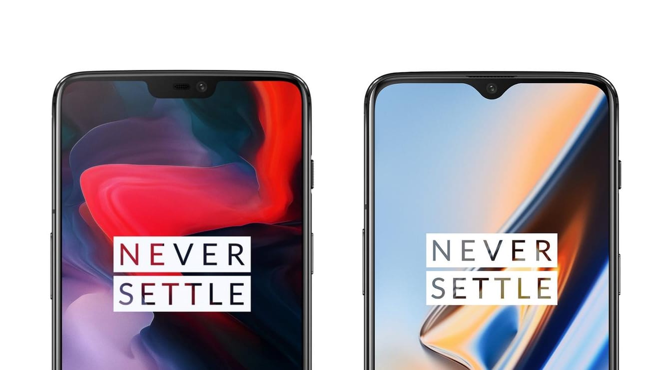 Links das OnePlus 6, rechts das 6T: Eine Hauptänderung ist die verkleinerte Notch (Darstellung nicht maßstabsgetreu)