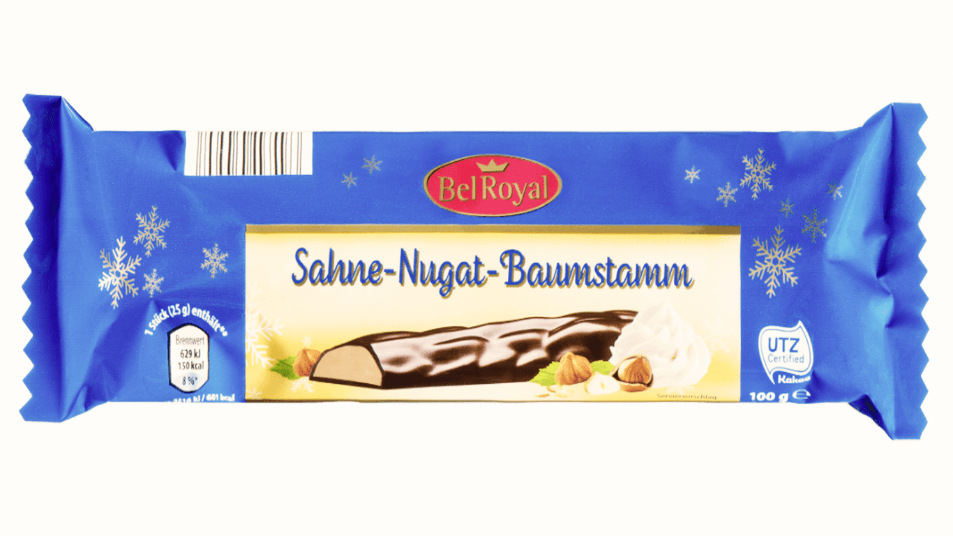 Schokoriegel Sahne-Nugat-Baumstamm