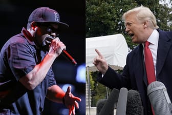 Ice Cube (links) gegen den Präsidenten: Der Rapstar fordert in seinem neuen Song die Verhaftung von Donald Trump (rechts.)