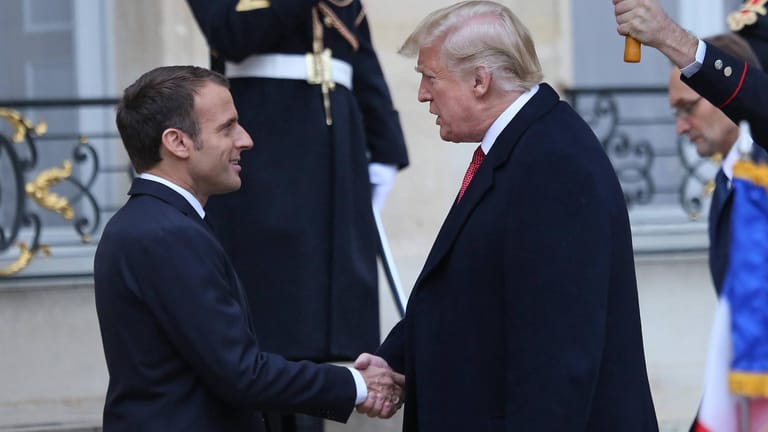 Emmanuel Macron und Donald Trump: Die Präsidenten trafen sich im Élyséepalast.