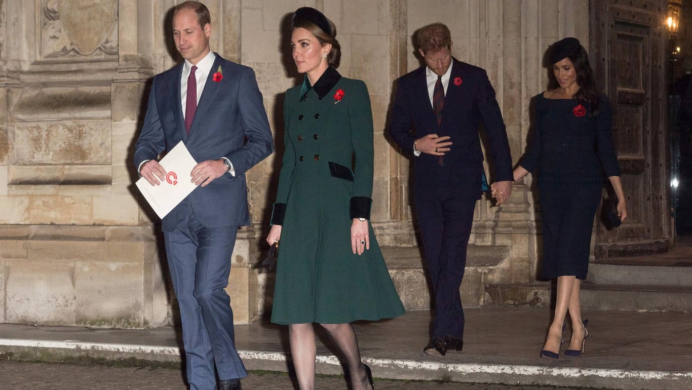 Großbritanniens bekanntestes Kleeblatt: Prinz William und Herzogin Kate kamen gemeinsam mit Prinz Harry und Herzogin Meghan.