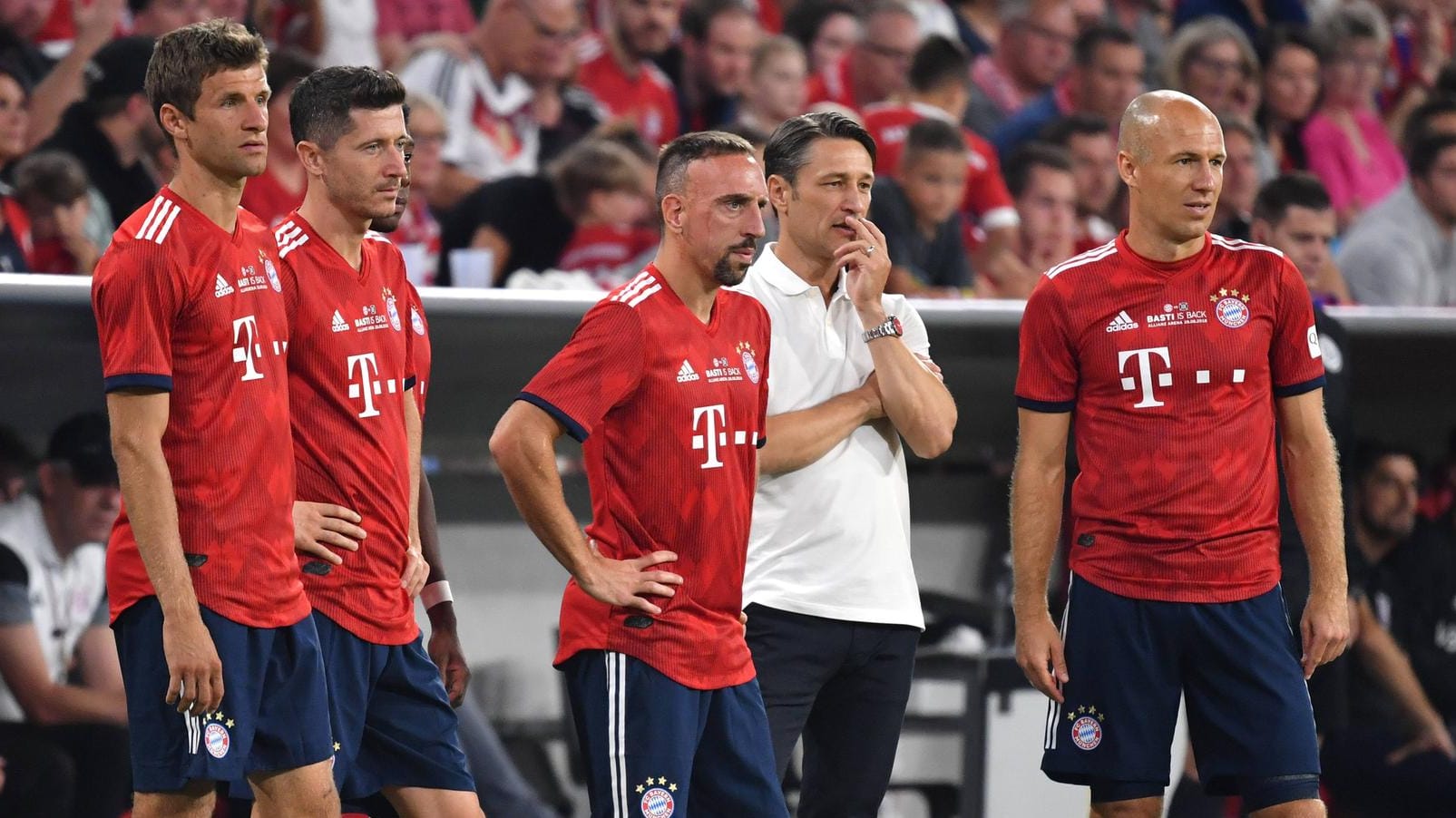 Gehören alle zum "alten Eisen" (v.l.n.r.): Thomas Müller, Robert Lewandowski, Franck Ribéry und Arjen Robben.