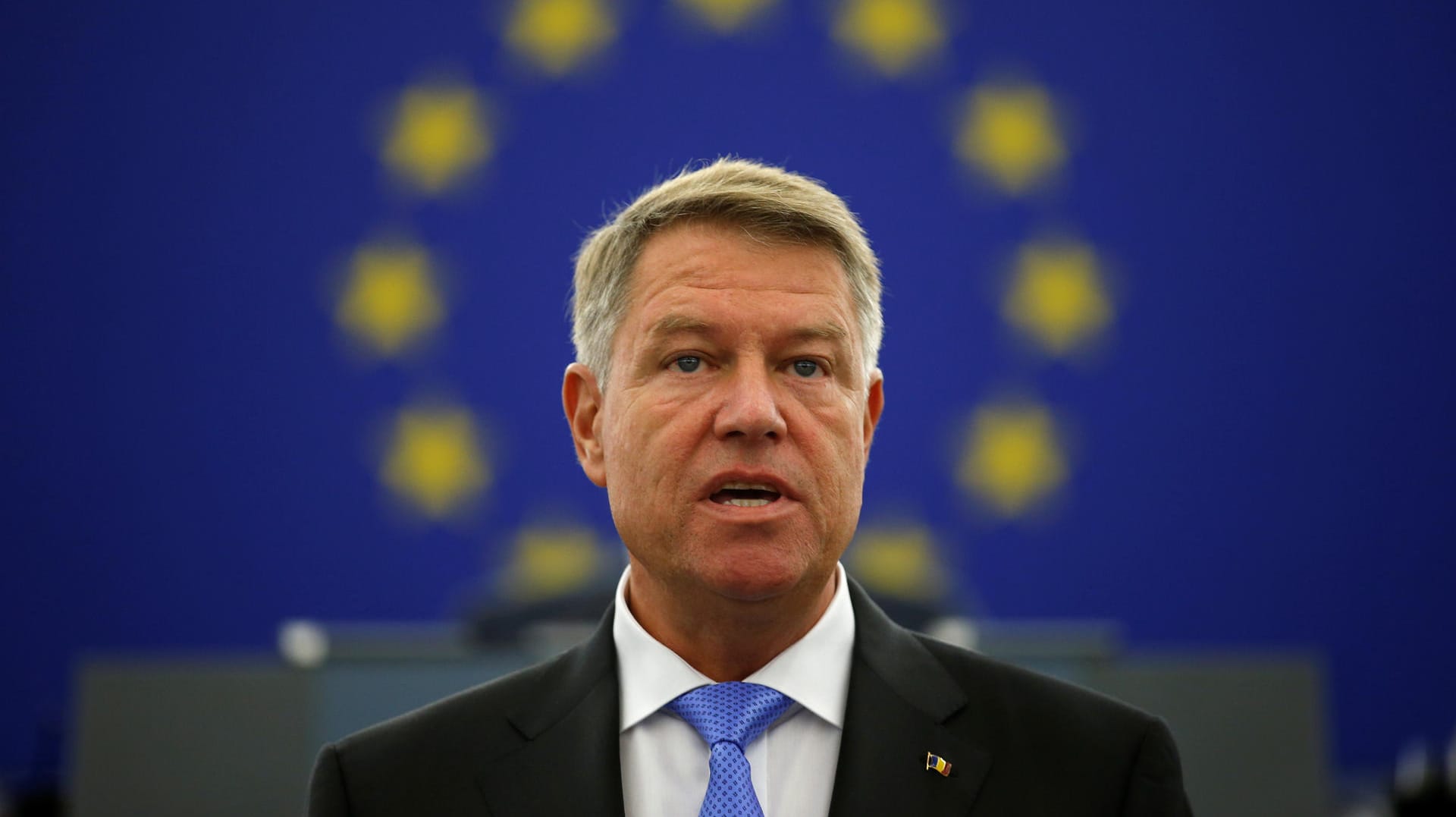 Der rumänische Präsident Klaus Iohannis im EU-Parlament: Iohannis gerät immer wieder mit der Regierung in Konflikt. (Archivbild)