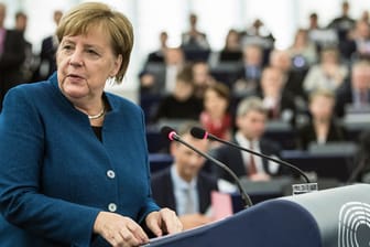 Angela Merkel vor dem Europaparlament in Straßburg: Visionär wurde sie nur selten, aber ihre Kritik war deutlich.