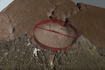 Illustration des kilometerlangen Kraters: Die Forscher wissen bislang nicht, wann das Loch entstanden ist.