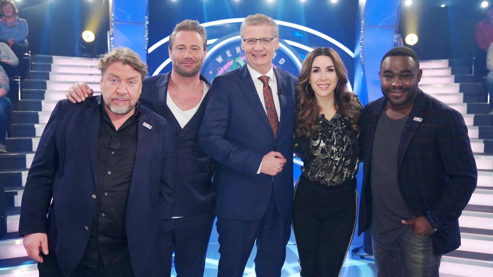 Die Stars des Promi-Spezials: Armin Rohde, Sasha, Günther Jauch, Judith Williams und Nelson Müller (v.l.).