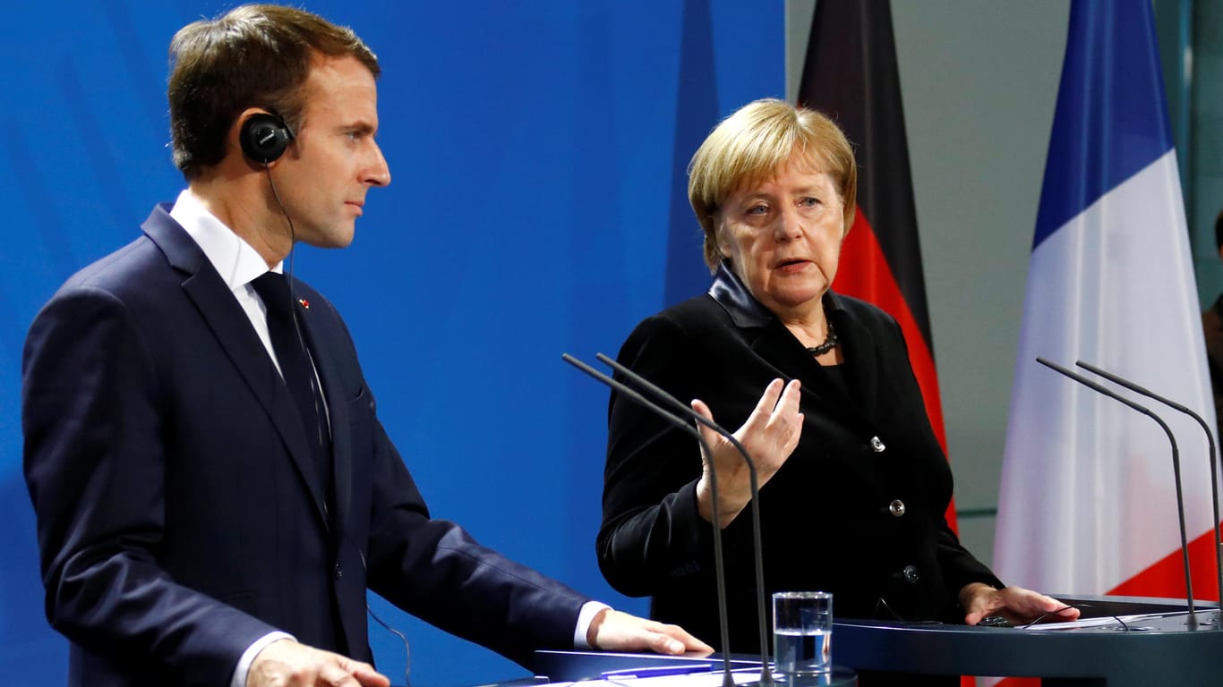 Macron und Merkel im Kanzleramt: "Es lebe die deutsch-französische Freundschaft."