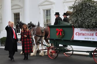 Donald und Melania Trump freuen sich über ihren Weihnachtsbaum.