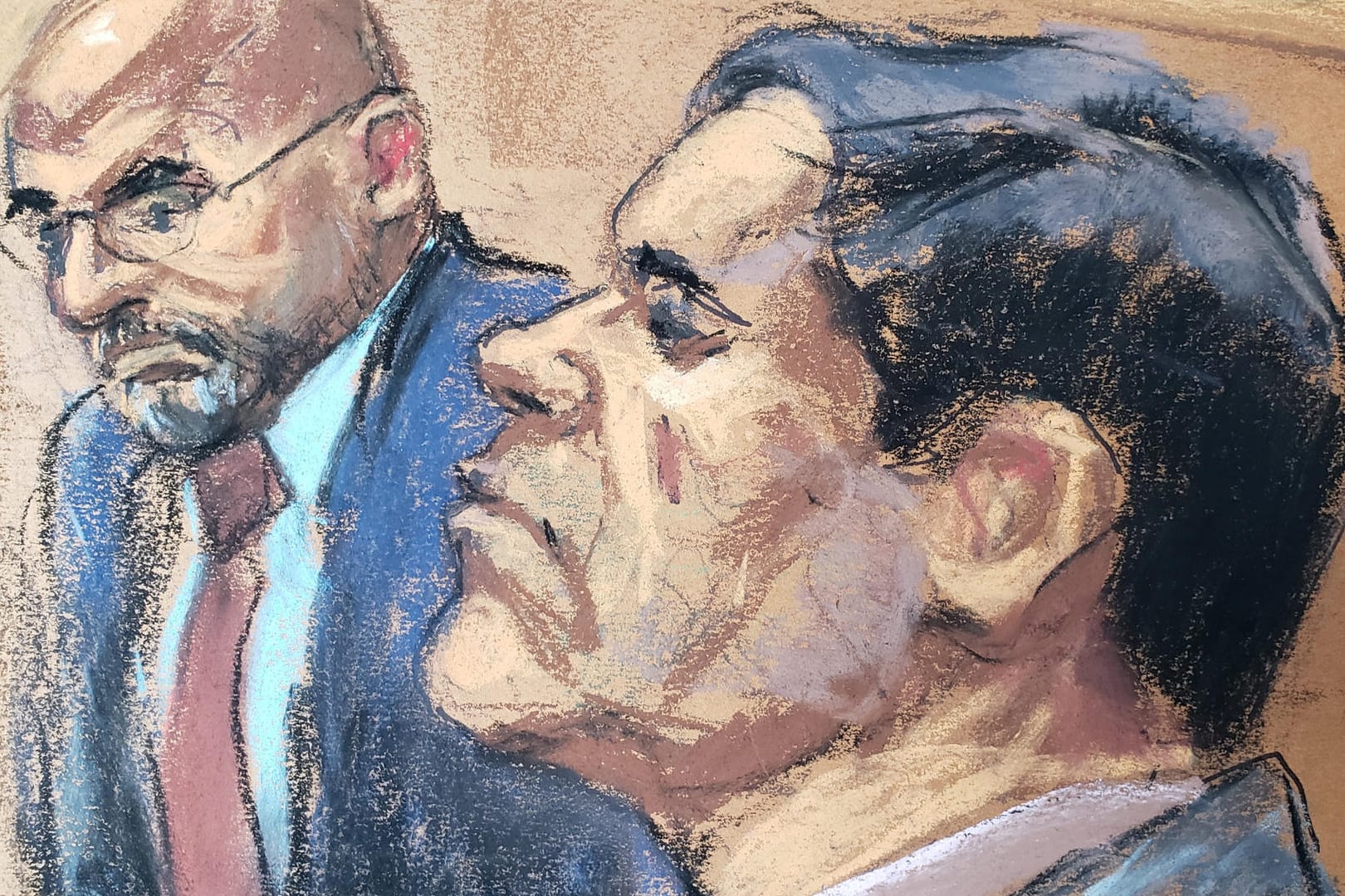 Joaquin "El Chapo" Guzman mit seinem Anwalt A. Eduardo Balarezo in Brooklyn: Erste Zeugenaussagen im Prozess gegen den ehemaligen Drogenboss sorgen für Wirbel.