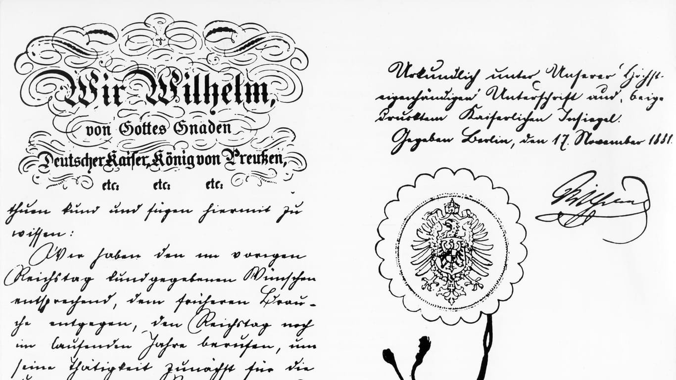 Die Kaiserliche Botschaft vom 17.11.1881, die den Aufbau des Sozialstaates einleitete.