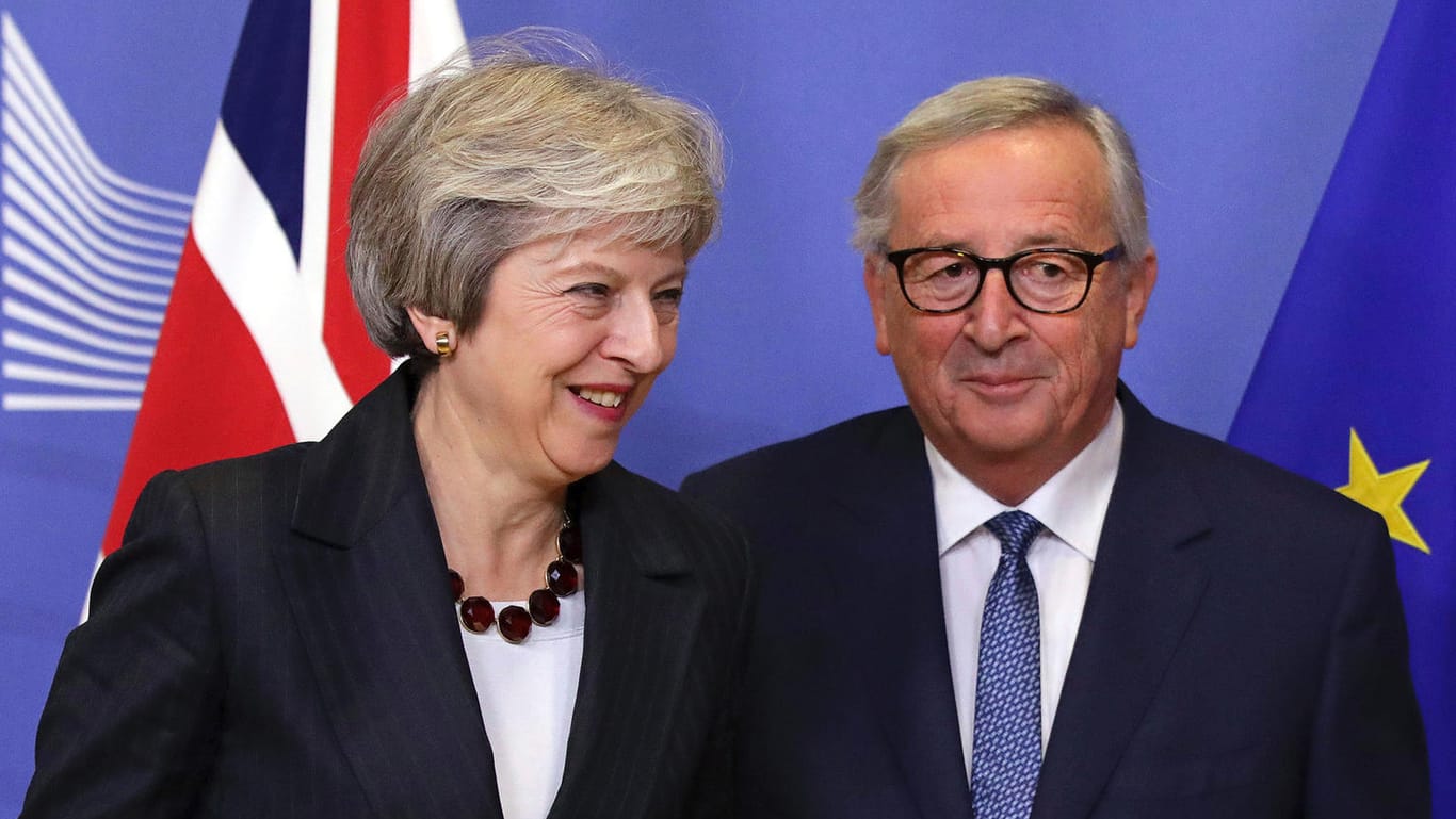 EU-Kommissionspräsident Jean-Claude Juncker und die britische Premierministerin Theresa May: Großbritannien und die EU haben sich auf eine Erklärung zu den künftigen Beziehungen geeinigt.