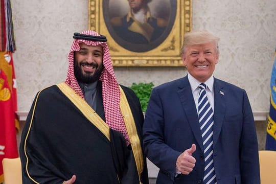 Bestens gelaunt: US-Präsident Donald Trump und der saudische Kronprinz Mohammed bin Salman im Weißen Haus.