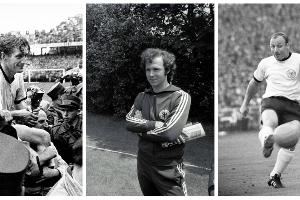 Ehrenspielführer der Nationalmannschaft: Fritz Walter, Franz Beckenbauer und Uwe Seeler (v. l.).
