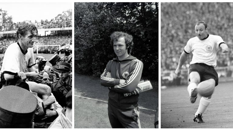 Ehrenspielführer der Nationalmannschaft: Fritz Walter, Franz Beckenbauer und Uwe Seeler (v. l.).