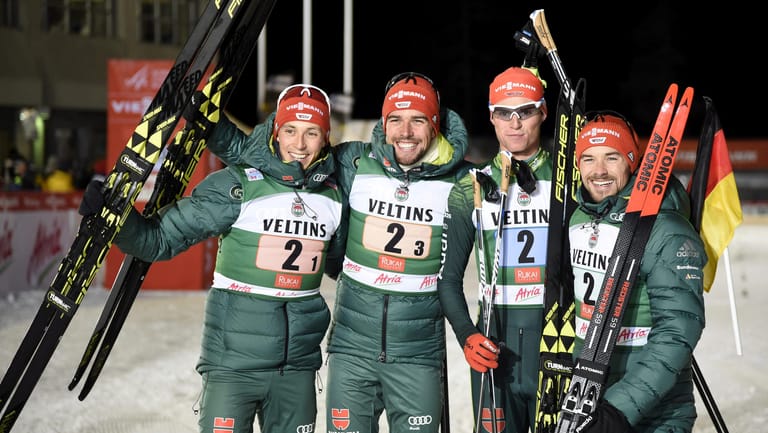 (von links): Eric Frenzel, Johannes Rydzek, Vinzenz Geiger und Fabian Rießle.