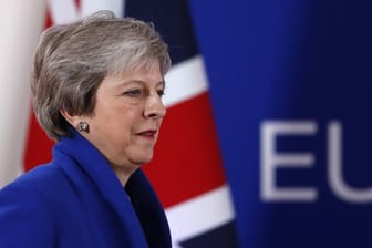 Theresa May am Sonntag vor der Pressekonferenz zum Abschluss des EU-Gipfels.
