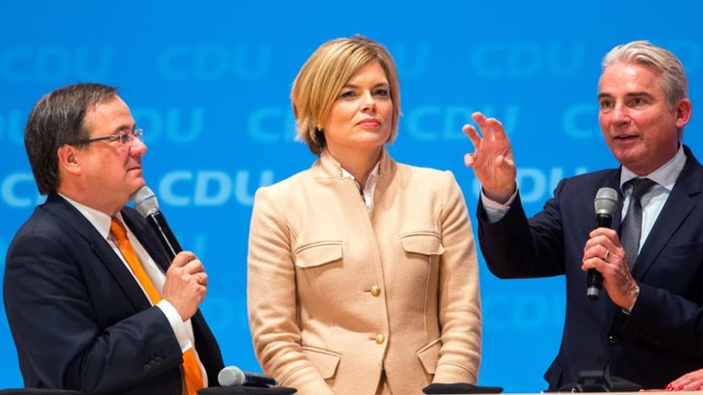 Die stellvertretenden CDU-Chefs Thomas Strobl, Julia Klöckner und Armin Laschet wehren sich gegen den Vorwurf von Friedrich Merz.