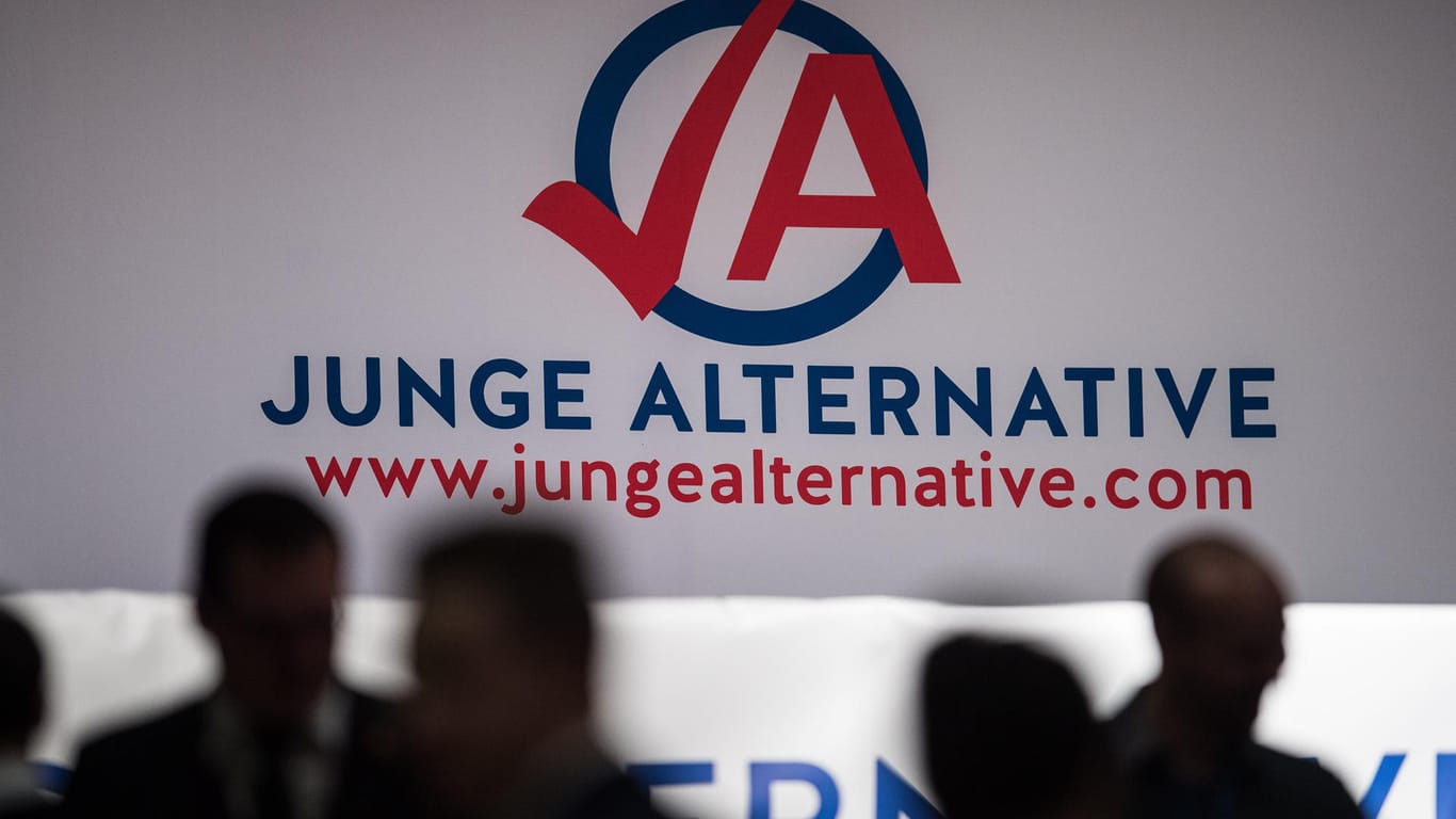 Mitglieder beim Bundeskongress vor dem Logo der "Jungen Alternative": Die Jugendorganisation der AfD bekommt Druck aus der Parteispitze.