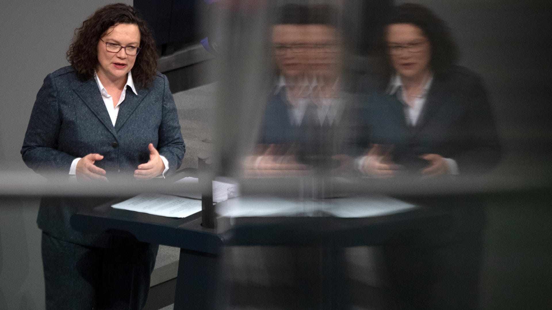 Andrea Nahles im Bundestag: Die SPD-Chefin hat erste Ideen für die Abkehr der SPD von Hartz IV veröffentlicht.