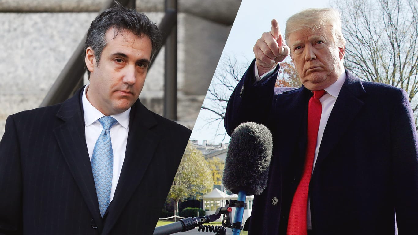 Die Bildkombination zeigt US-Präsident Donald Trump und seinen Ex-Anwalt Michael Cohen: Nach Cohens Geständnis hat ihm Trump Schwäche vorgeworfen und ihn der Lüge bezichtigt.v