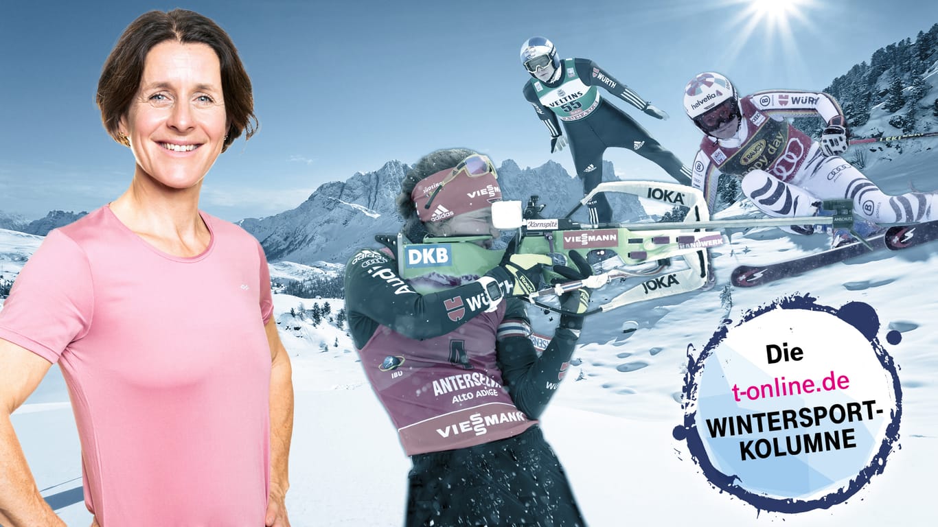 t-online.de-Kolumnistin Uschi Disl (l.) traut Laura Dahlmeier (M.) in der neuen Biathlon-Saison einiges zu.