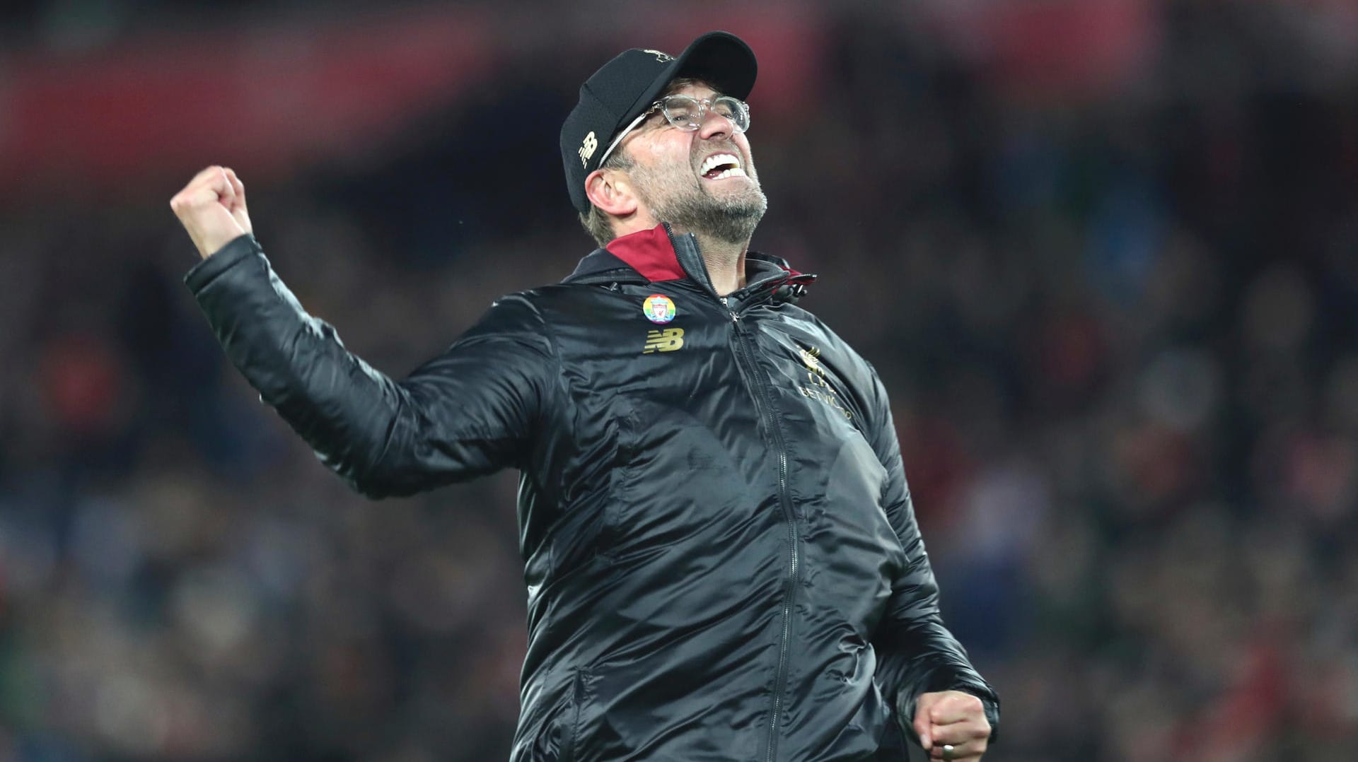 Derbysieger! Jürgen Klopp schreit seine Freude nach dem Erfolg seines FC Liverpool gegen Everton heraus.